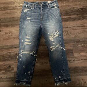 Abercrombie & Fitch Annie High Rise Girlfriend Jeans ripped Blue Size 29/8